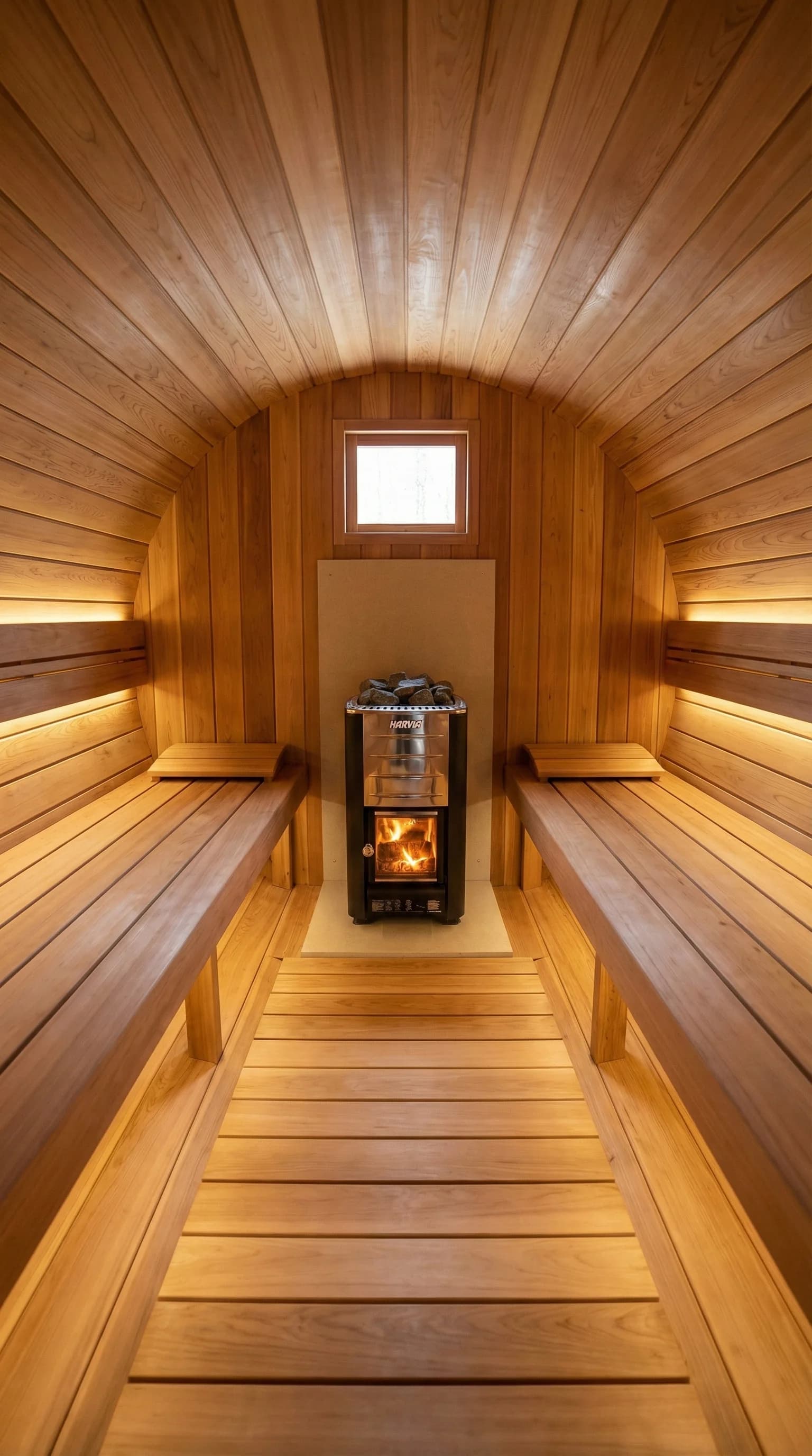 Outdoor barrel sauna installation — photo 01