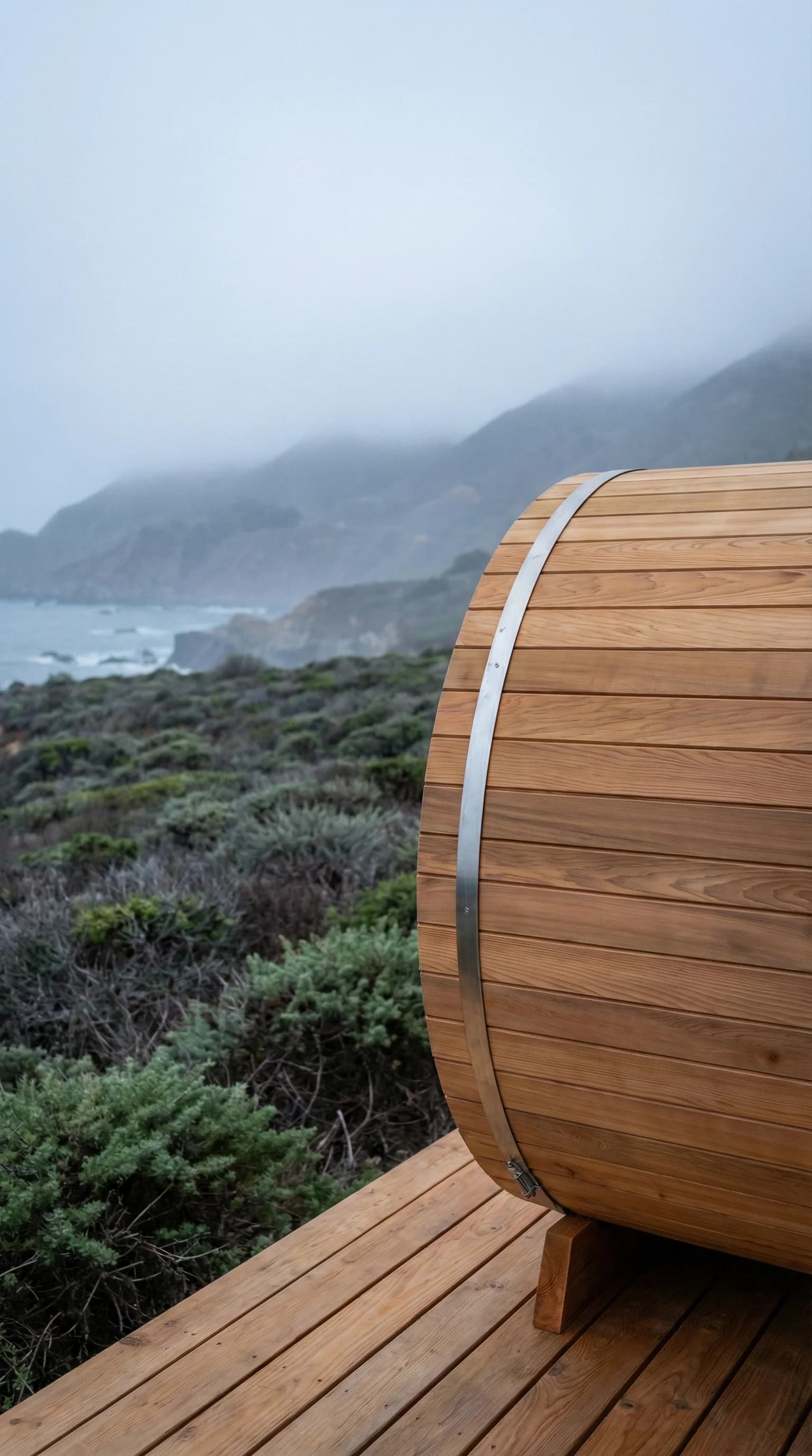 Outdoor barrel sauna installation — photo 03